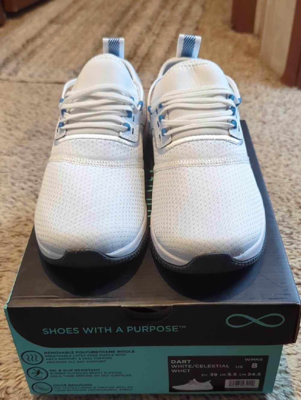 Infinity By Cherokee White Athletic Sneakers with Light Blue Accents